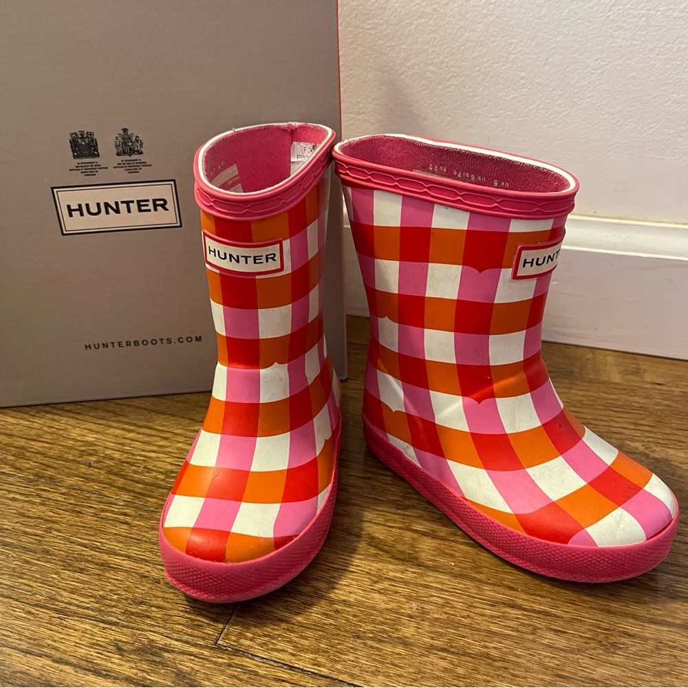 Hunter Kids First Gingham Rain Boots